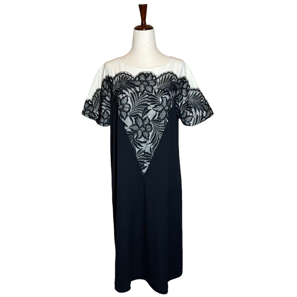 Shamask Silk Two Tone Lace Shift Dress Size L/XL